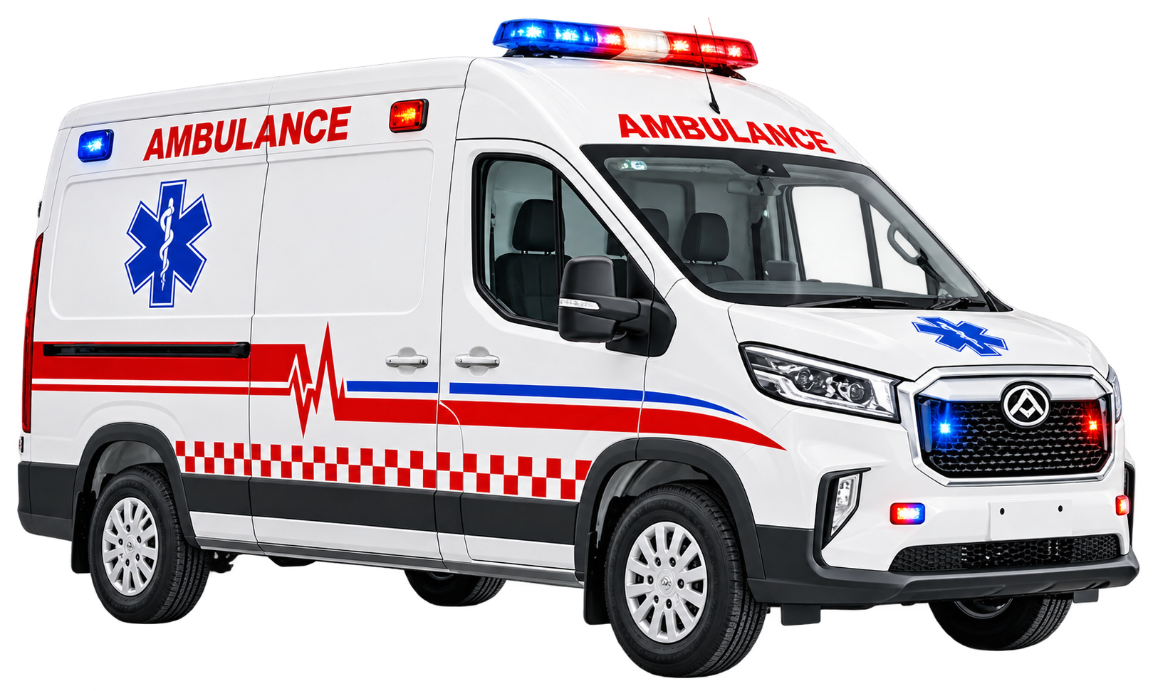 Maxus eDeliver 9 Ambulance, front three-quarter view